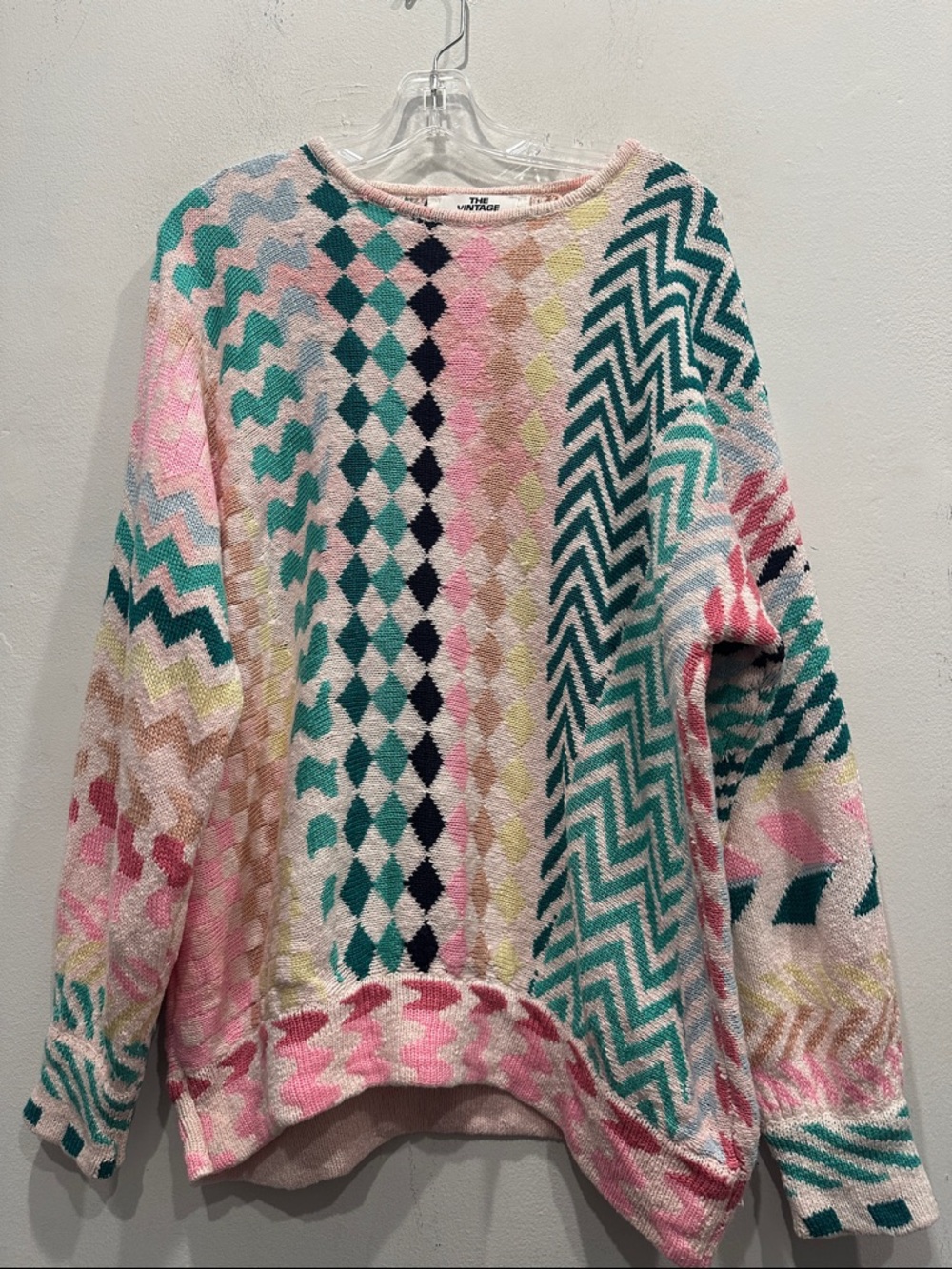 Vintage Twin 80s Sweater pastel pattern sweater cotton long sleeve medium